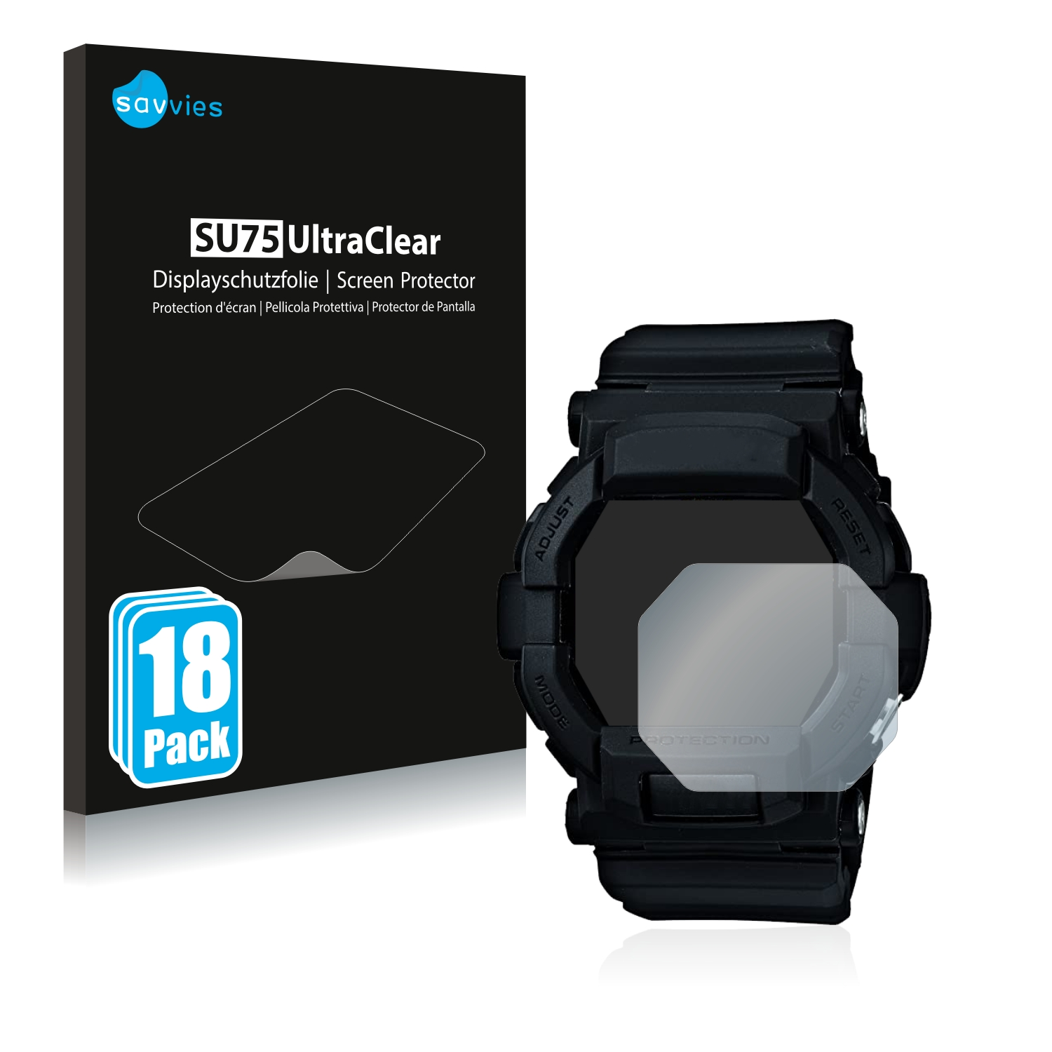 SAVVIES 18x klare Schutzfolie(für Casio G-Shock GD350)