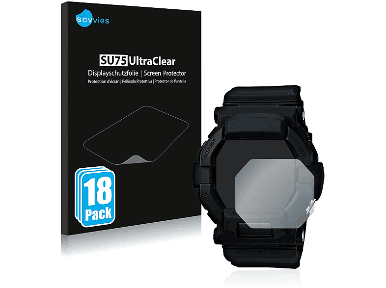 SAVVIES 18x klare Schutzfolie(für Casio G-Shock GD350)