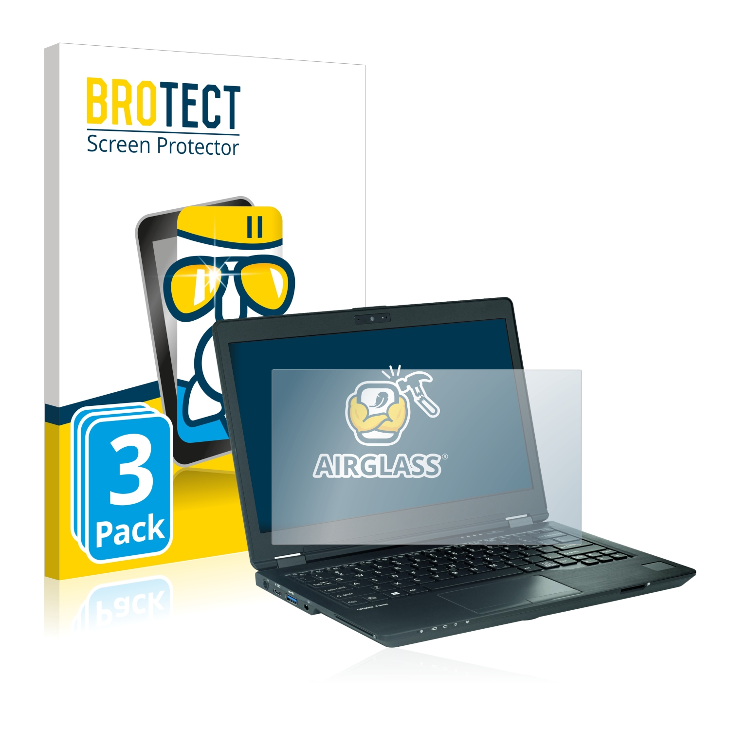 klare Fujitsu Lifebook Airglass U729) BROTECT 3x Schutzfolie(für