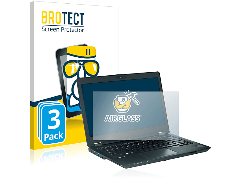 Airglass klare Fujitsu BROTECT 3x U729) Lifebook Schutzfolie(für