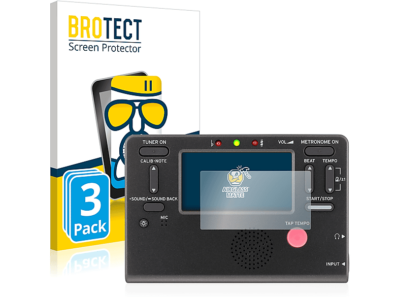 BROTECT 3x Airglass matte Schutzfolie(für KORG TM-60 Combo Tuner Metronom)