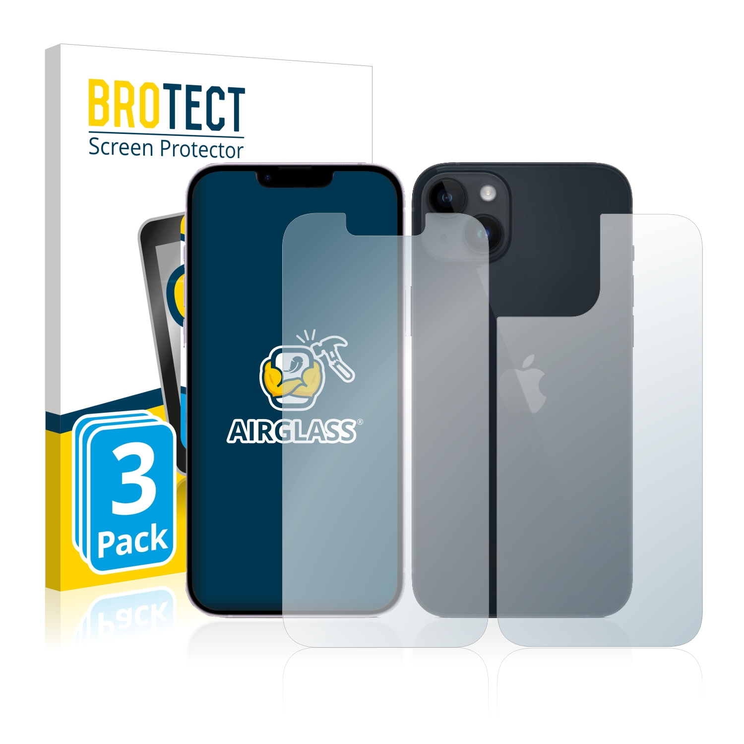 klare 14) Apple 3x BROTECT iPhone Airglass Schutzfolie(für