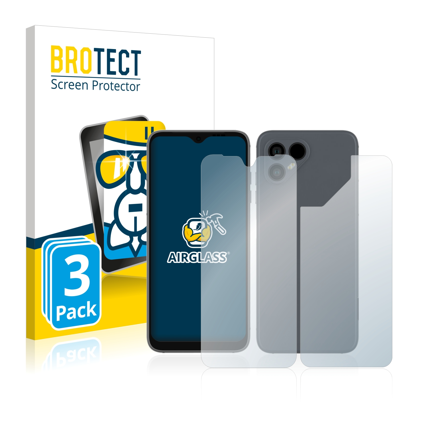 klare 4) 3x Airglass BROTECT Fairphone Schutzfolie(für