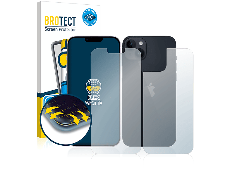 BROTECT 2x Flex matt Full-Cover 3D Curved Schutzfolie(für Apple iPhone 14 Plus)