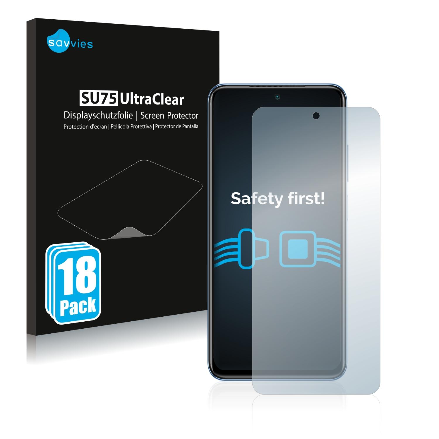 SAVVIES 18x klare Schutzfolie(für Xiaomi Poco M5s)