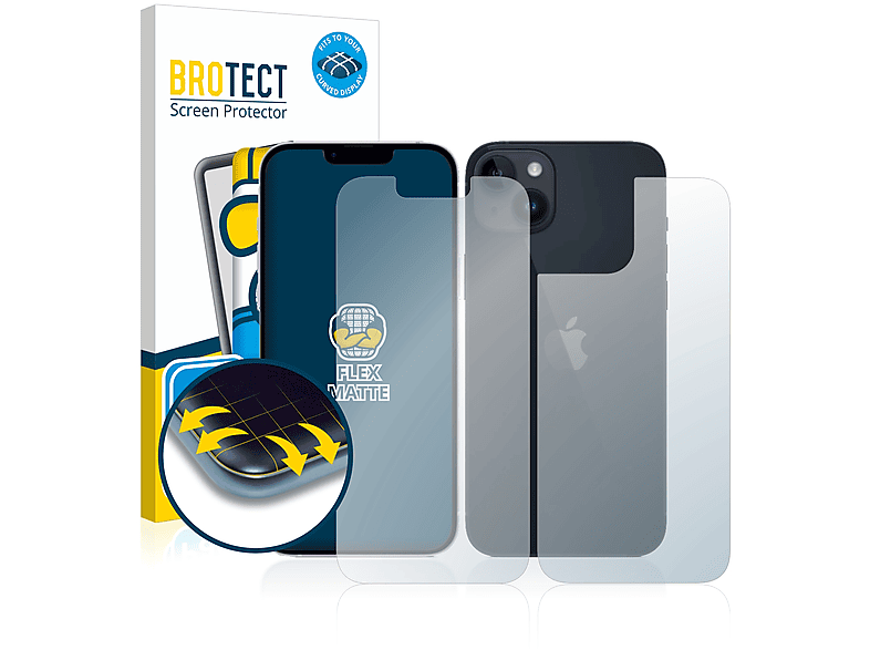 BROTECT 2x Flex matt 14) Full-Cover Curved iPhone Schutzfolie(für 3D Apple