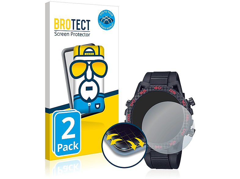 BROTECT 2x Flex Fullscreen 3D Curved Schutzfolie (für Casio Edifice ECB 2000)