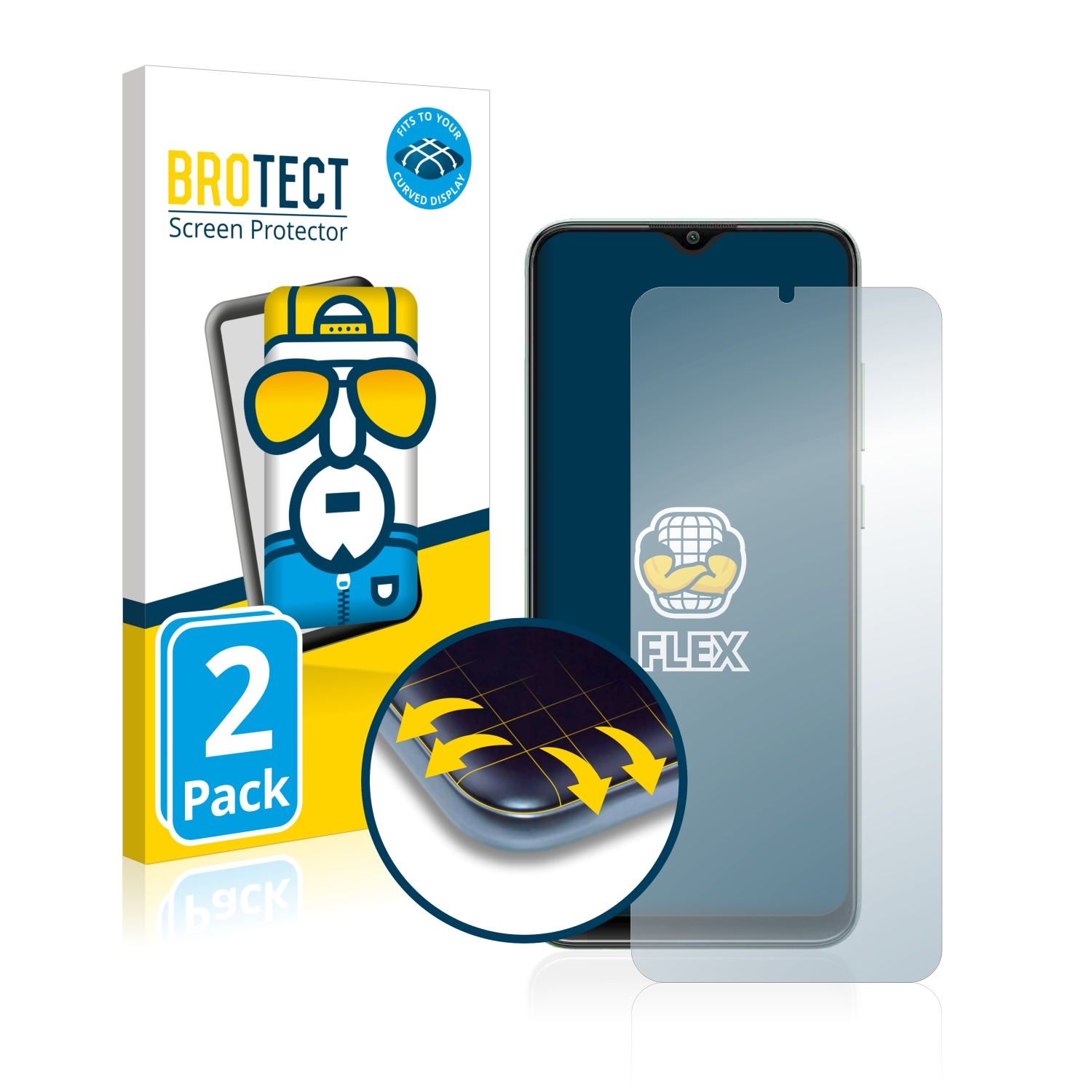 BROTECT 2x Flex Full-Cover Samsung Galaxy Curved 3D F04) Schutzfolie(für