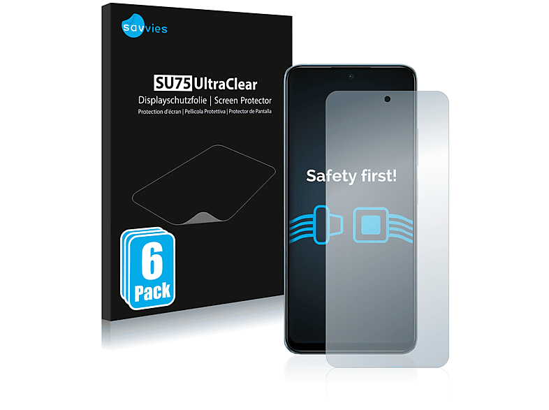 SAVVIES 6x klare Schutzfolie(für Xiaomi 12) Note Redmi