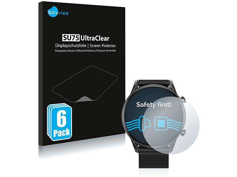 SAVVIES 6x klare Schutzfolie(für Xiaomi Haylou RT2) | Smartwatch Schutzfolien & Gläser