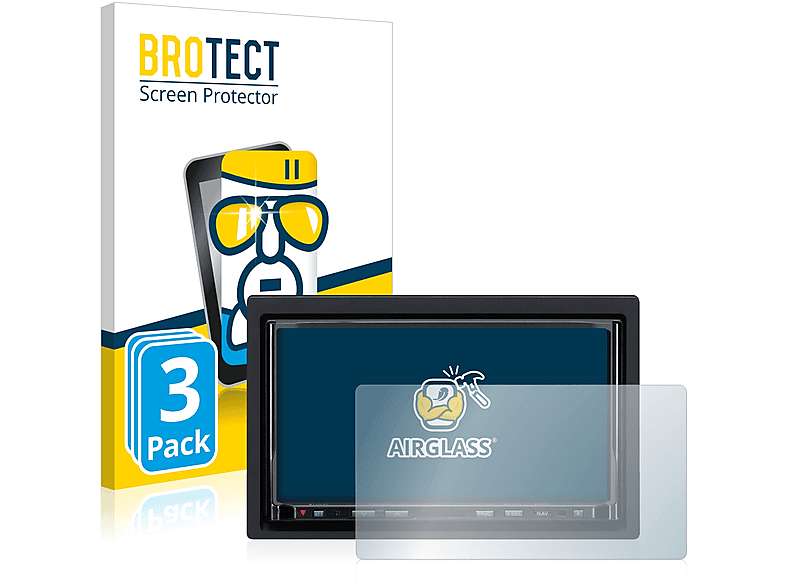 BROTECT 3x Airglass klare Schutzfolie(für Kenwood DNX 7200)