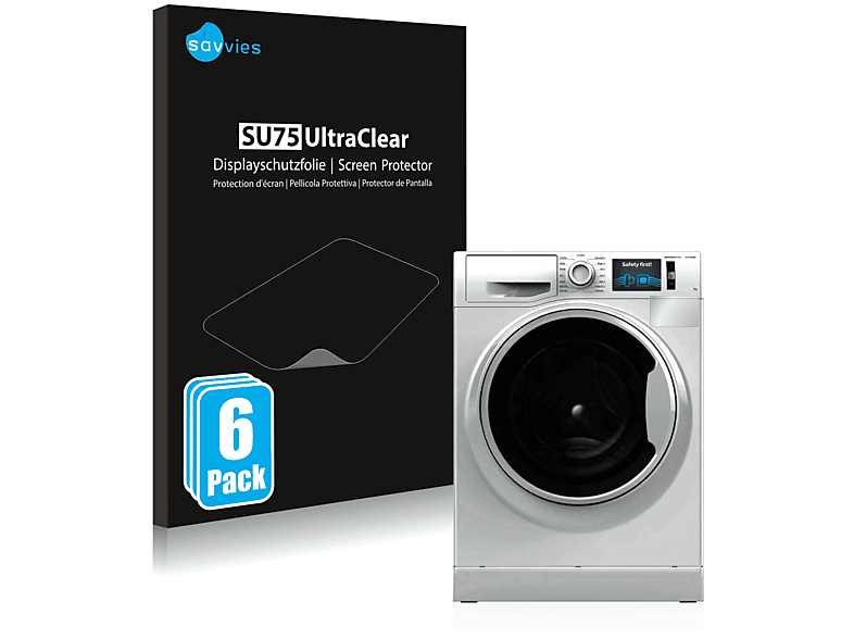 SAVVIES 6x klare Schutzfolie(für Bauknecht W Active 711CC) | Displayschutz für Waschgeräte