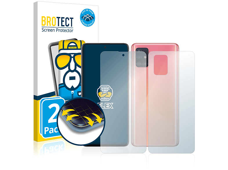 BROTECT 2x Flex Full-Cover 3D Curved Schutzfolie(für Samsung Galaxy A51)