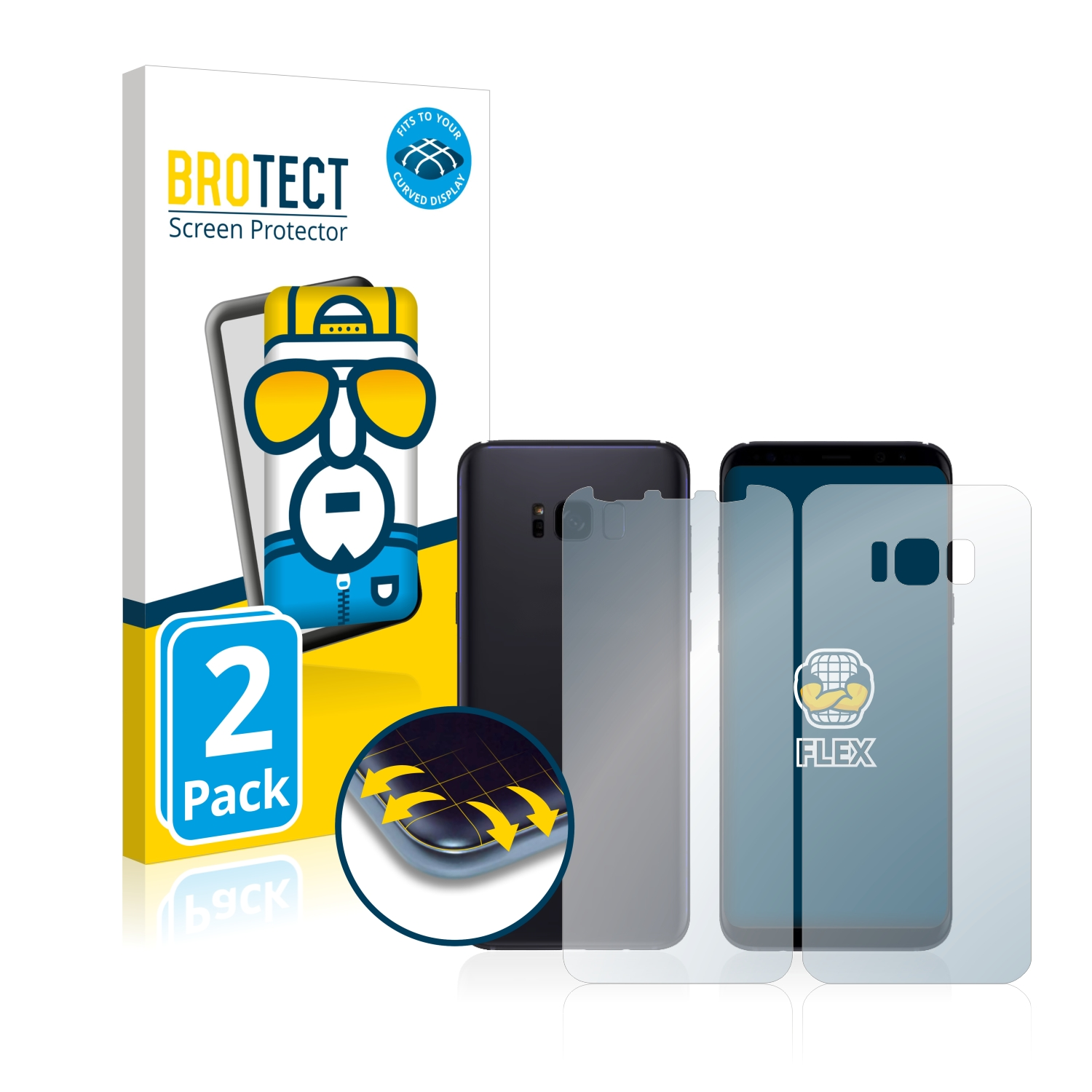 Full-Cover Schutzfolie(für Samsung Flex Curved 2x Galaxy BROTECT 3D S8)