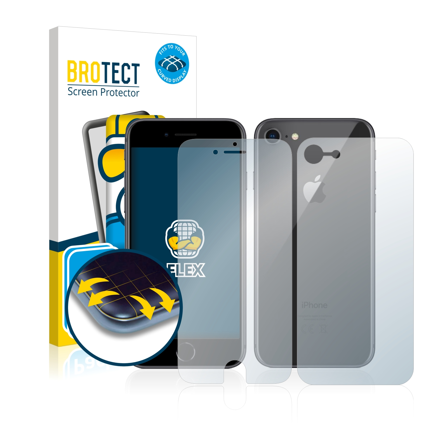 BROTECT 2x Curved Flex Apple Full-Cover 3D iPhone Schutzfolie(für 8)