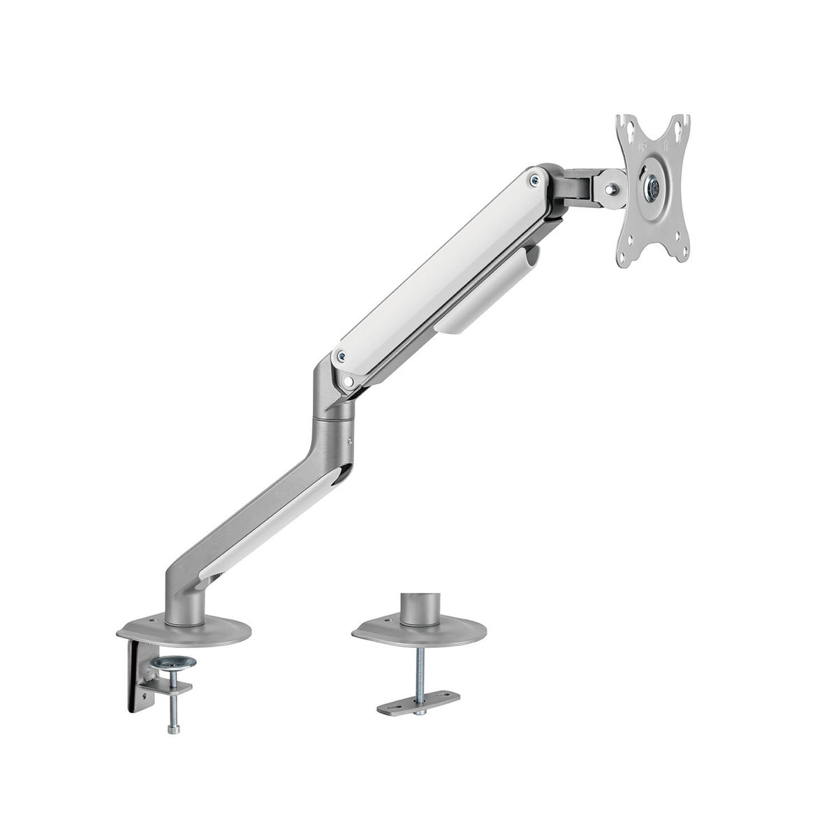 Bras de moniteur pour écran, couleur argent.