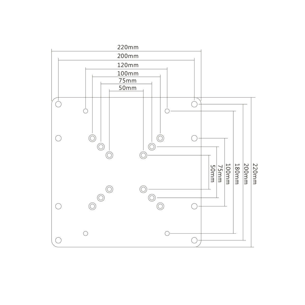 Un disegno tecnico con misure e cerchi.