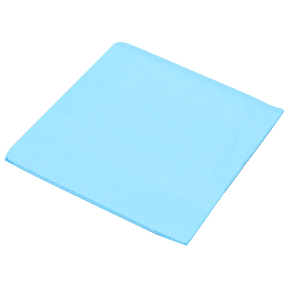 Ein hellblaues quadratisches Gewebe auf weißem Hintergrund. Schlicht und einfach.