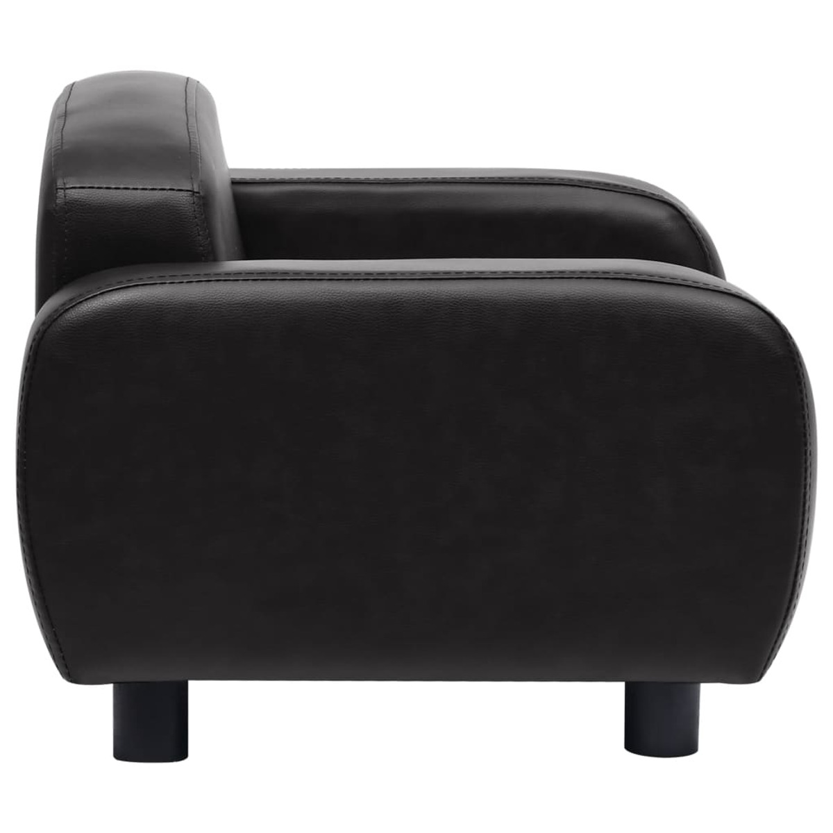 Schwarzes Ledersofa mit schwarzen Beinen auf weißem Hintergrund.