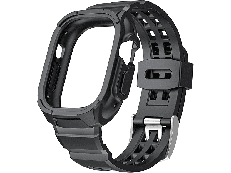 INF Apple Watch Ultra Ice Armor Frosted TPU Integriertes Armband, Ersatzarmband, Apple, Watch Ultra, Schwarz