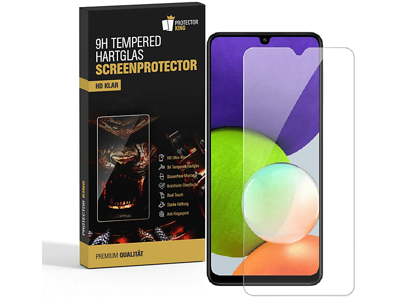 PROTECTORKING 2x 9H Hartglas Schutzglas HD KLAR Displayschutzfolie(für Samsung Galaxy A22 5G)