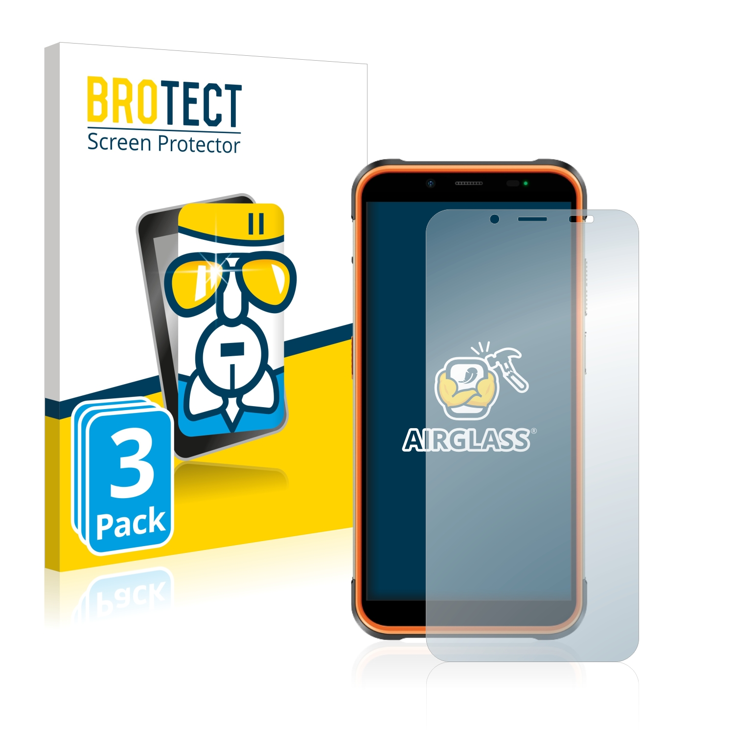 3x Airglass Armor Power Schutzfolie(für Ulefone 16 BROTECT Pro) klare