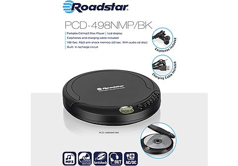 ROADSTAR PCD-498NMP/BK Tragbarer CD Player, Schwarz | MediaMarkt