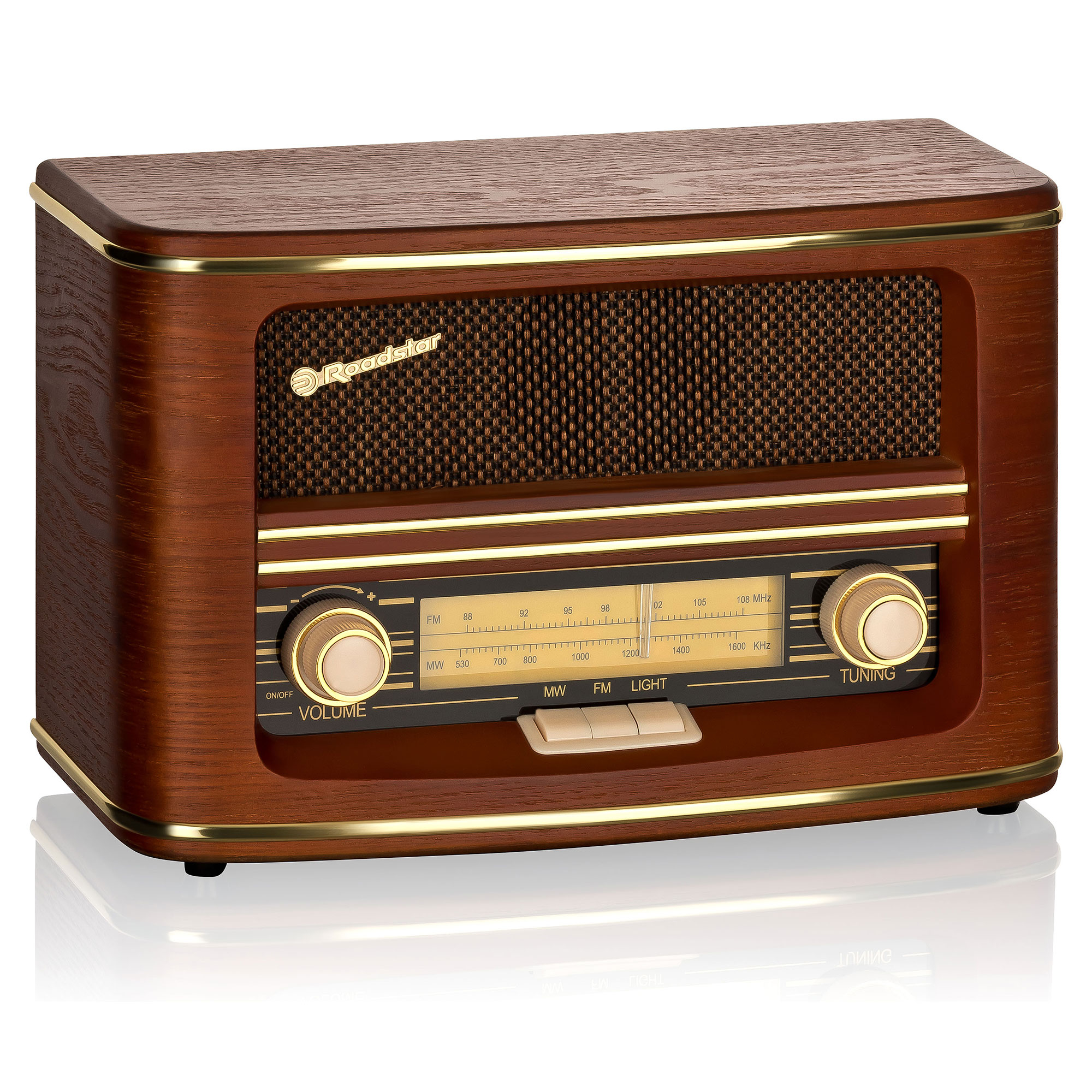 ROADSTAR Retro HRA-1500N Vintage Radio Analog, Holz FM, FM/ CD, MW Vintage