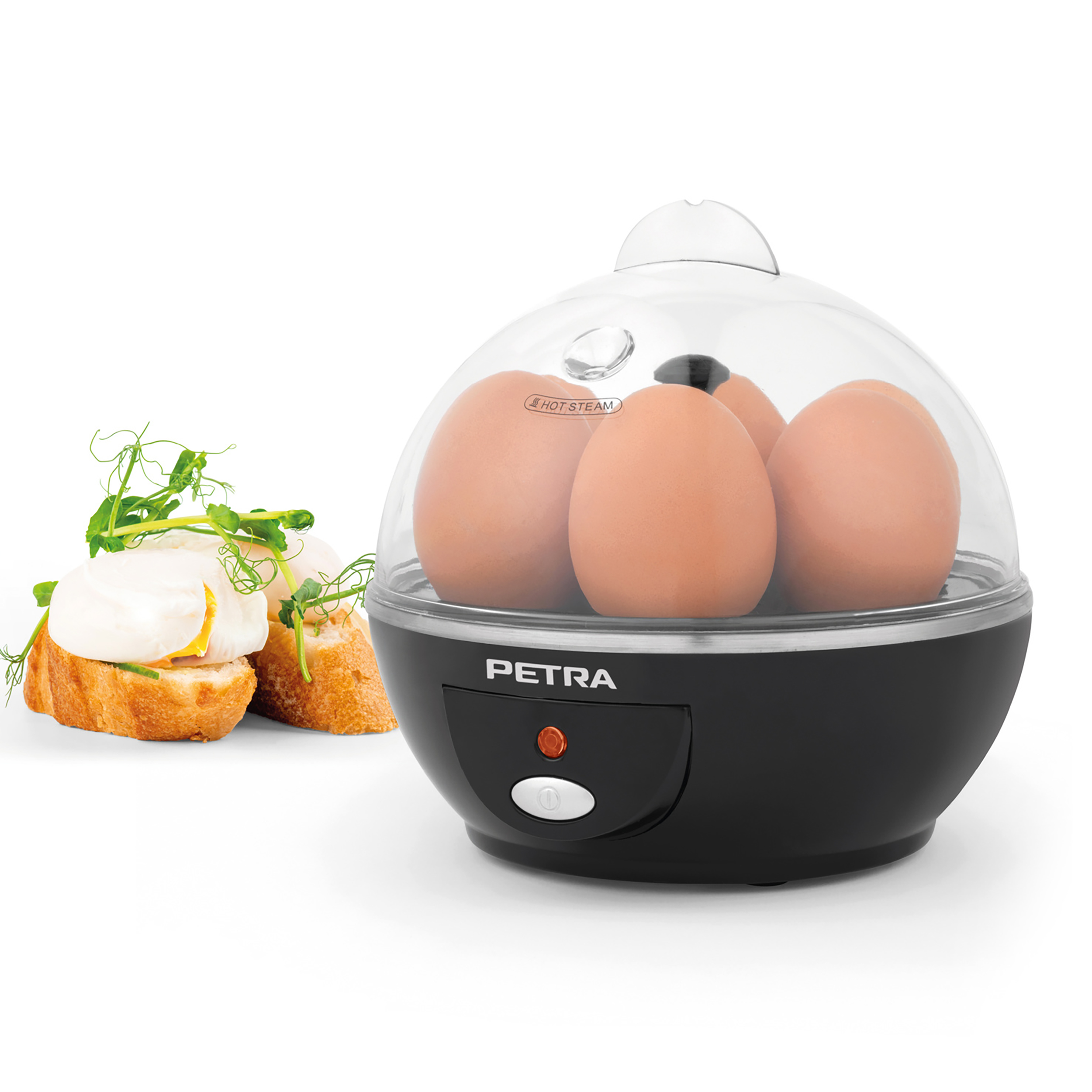PETRA Elektrischer Pochieren, Eierkocher(Anzahl Eier: 6) für Omelett - Spülmaschinenfest 6 Eier Rührei, Eierkocher - Kochen