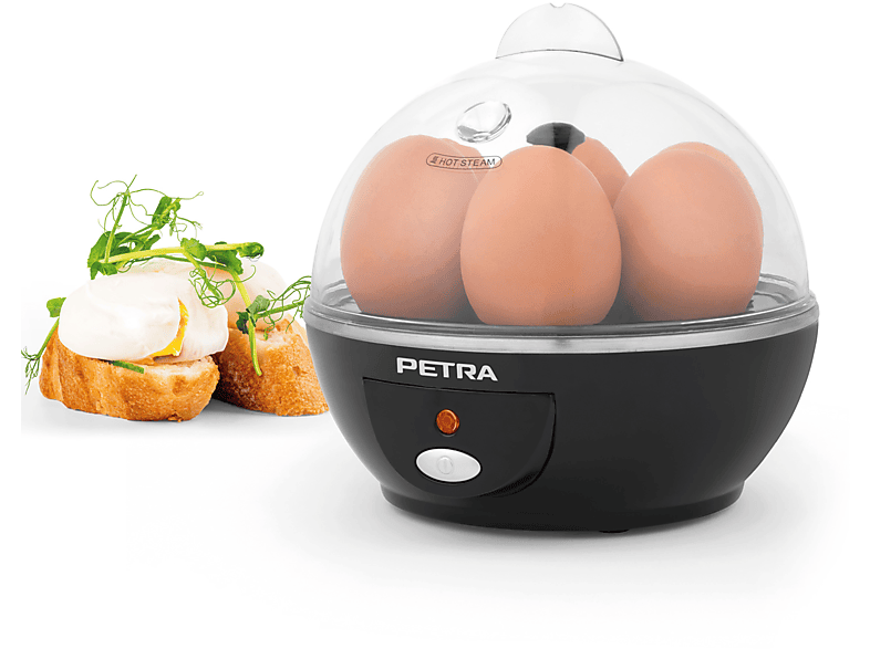 PETRA Elektrischer Eierkocher für 6 Eier: 6) Pochieren, Eier - - Spülmaschinenfest Eierkocher(Anzahl Kochen, Omelett Rührei