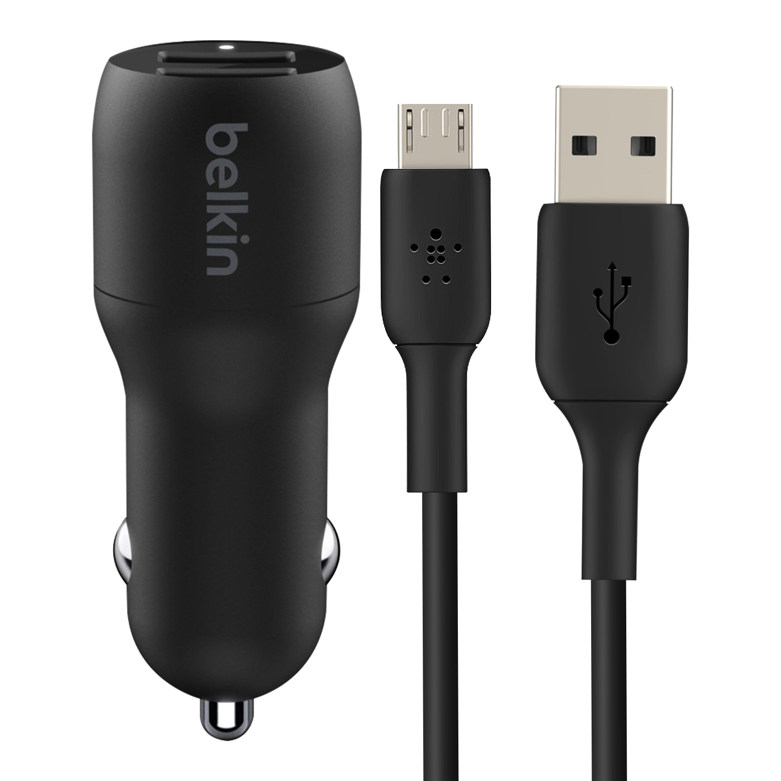 USB 2x + BELKIN Ladegerät Micro-USB-Kabel Universel, Schwarz Autoladegerät