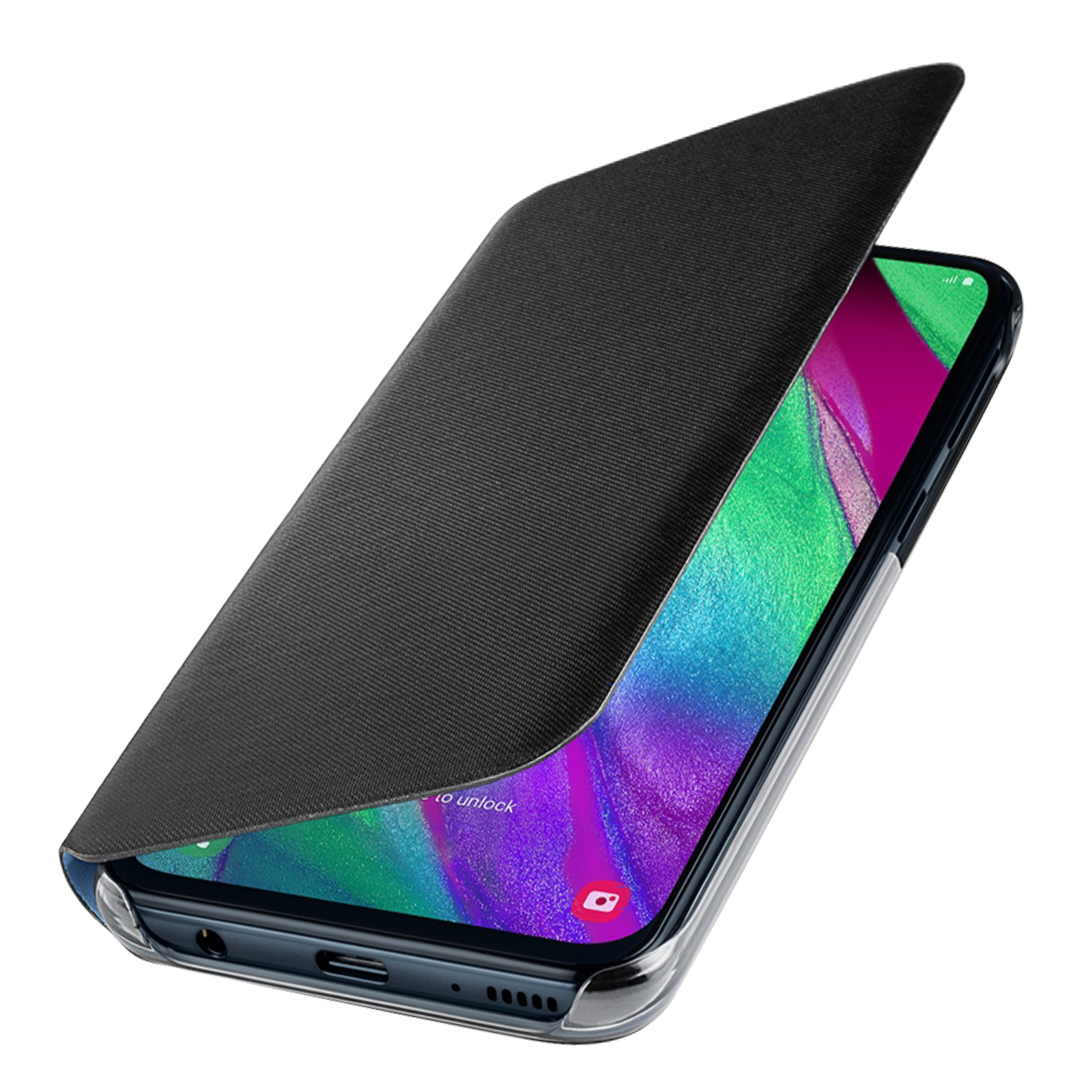 aus Samsung, Schwarz Polycarbonat, Handytasche Bookcover, Original Galaxy SAMSUNG A40,