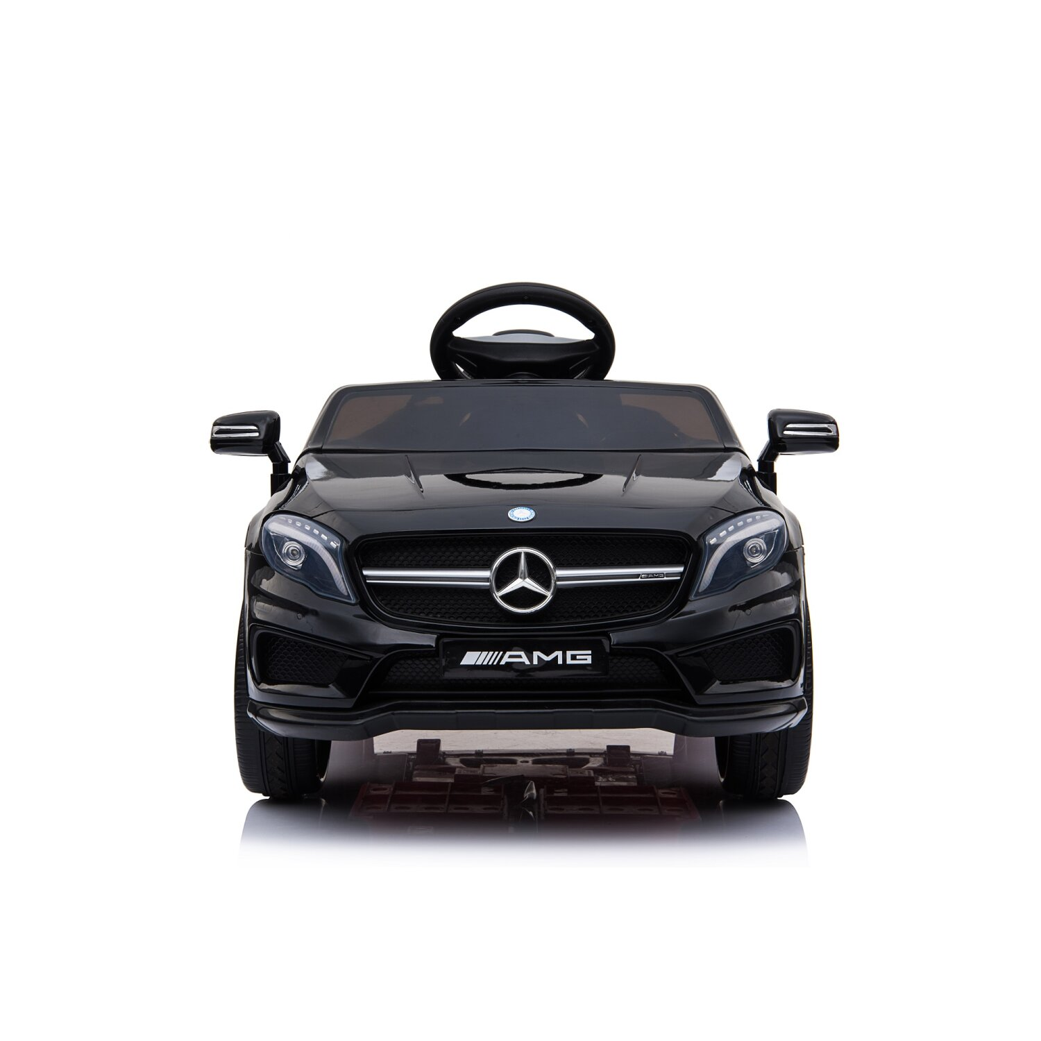 Ein schwarzes Spielzeugauto, ein Mercedes-Benz AMG-Modell.