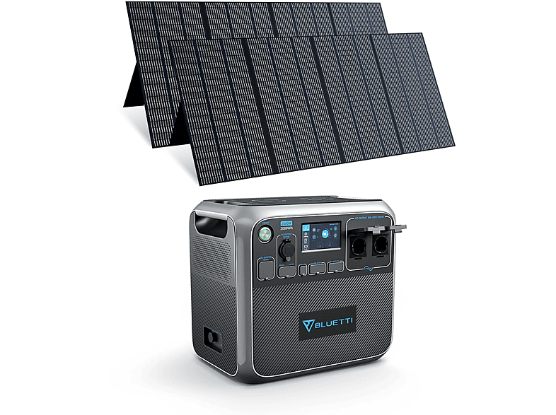 BLUETTI AC200P Tragbarer Stromgenerator+ 2 x 350W Solaranlagen Notstromversorgung Camping Wohnwagen LiFePO4 Powerstation, 220-240 Volt, 2000Wh
