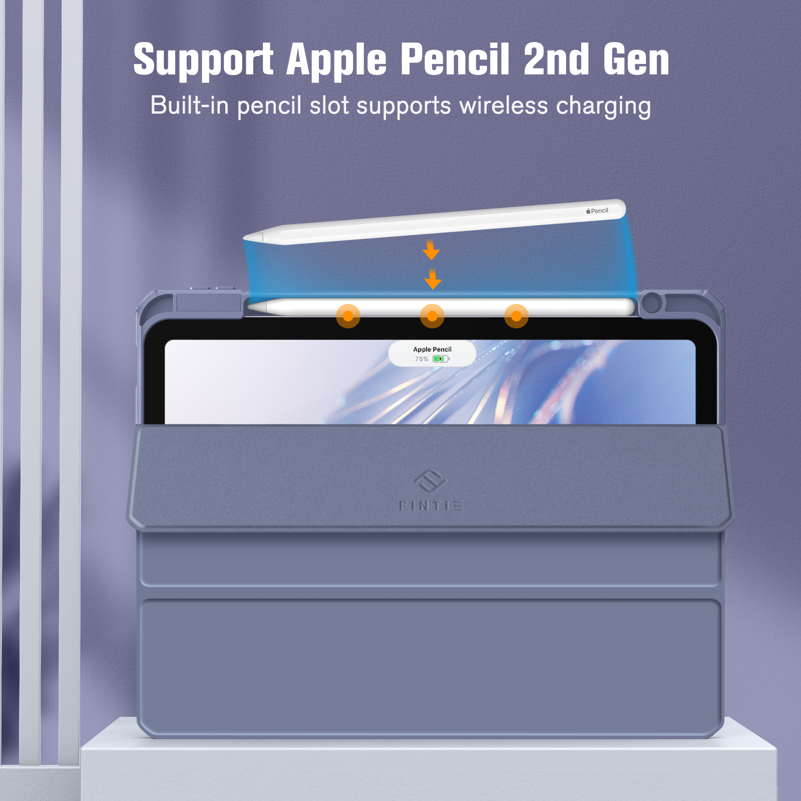 Hülle FINTIE Tablethülle TPU, Apple für Bookcover Grau Lavendel