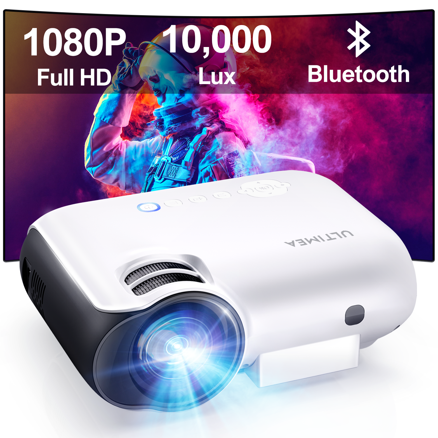 Bluetooth ANSI-Lumen) LCD Native 1080P 300 Beamer(Full-HD, ULTIMEA