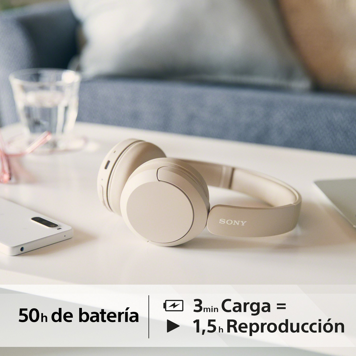 SONY WH-CH 520, On-ear Kopfhörer Bluetooth Beige