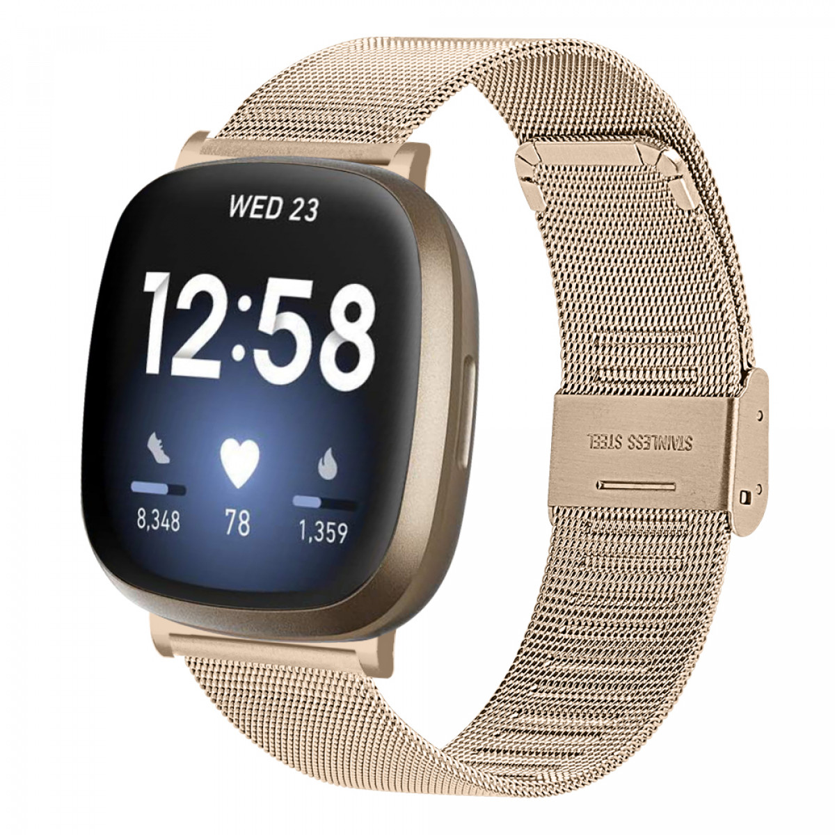 INF Edelstahl-Uhrenarmband Metallarmband für Fitbit Versa Gold,  Ersatzarmband, Fitbit, Versa 3, Gold