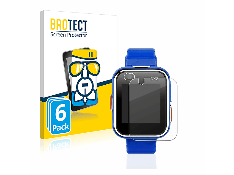 BROTECT 6x Airglass klare Schutzfolie(für Vtech Kidizoom Smart Watch DX2) | Smartwatch Schutzfolien & Gläser