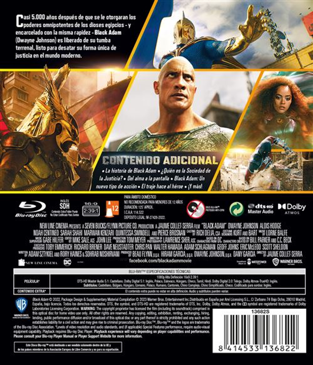 Portada de película con Dwayne Johnson como Black Adam.