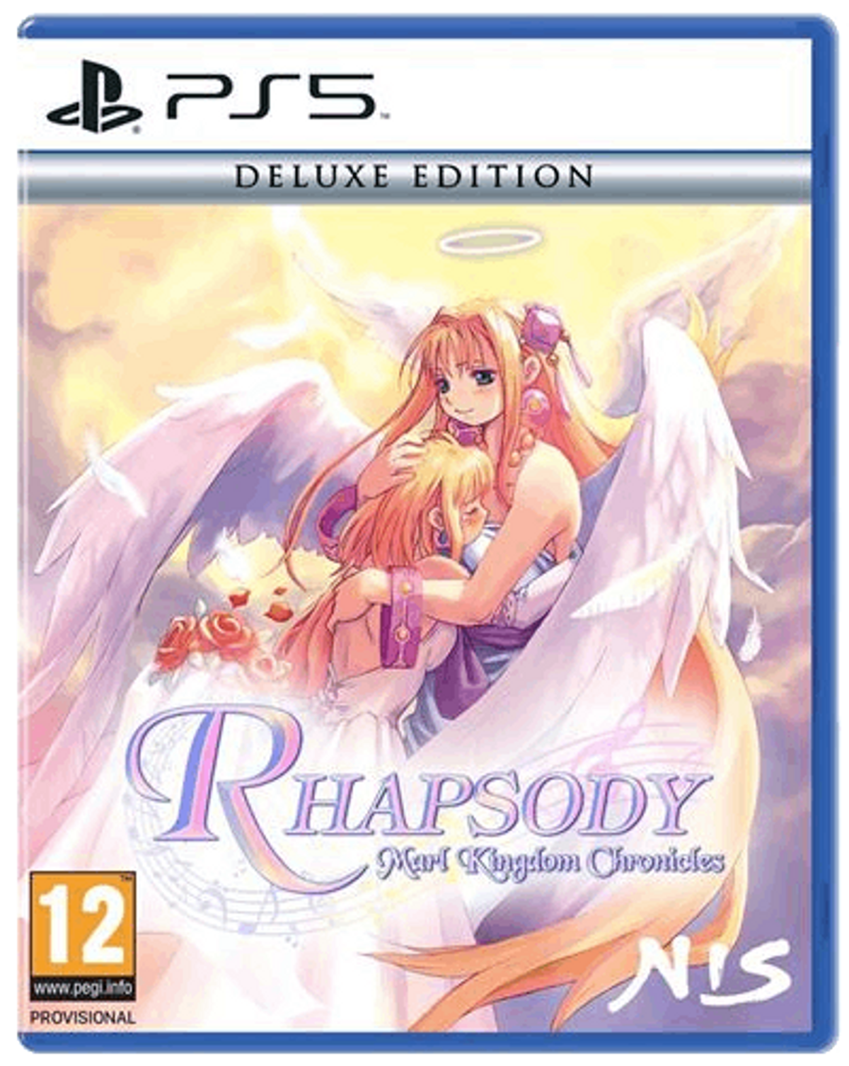 Copertina del gioco PS5 Deluxe Edition: stile anime, ali d'angelo, due ragazze e una nota musicale.