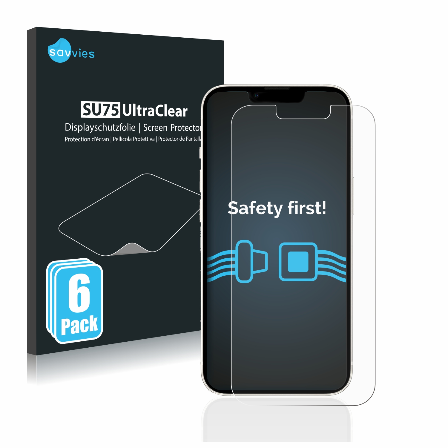 SAVVIES 6x klare Schutzfolie(für Apple iPhone 13)