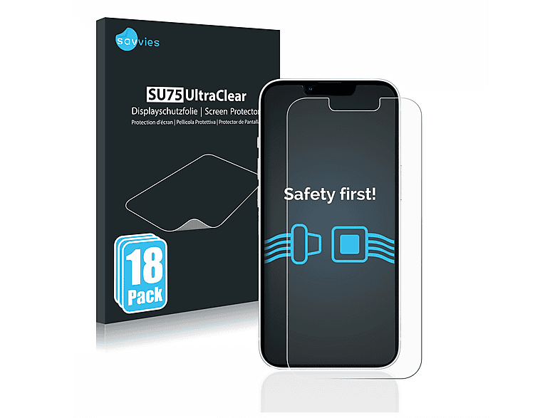 SAVVIES 18x klare Schutzfolie(für 13) Apple iPhone