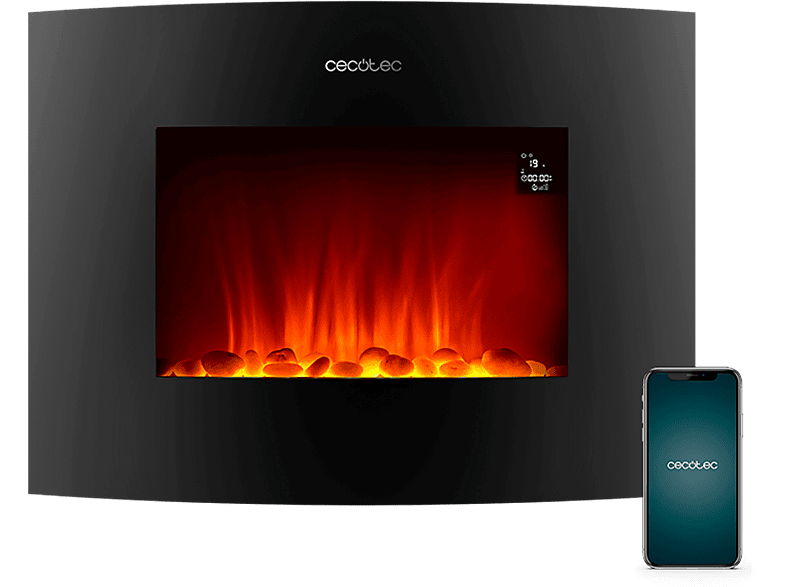 Chimenea Eléctrica Klarstein Bormio – 1900W, Con Mando, Efecto Fuego Real, Calefacción Eficiente