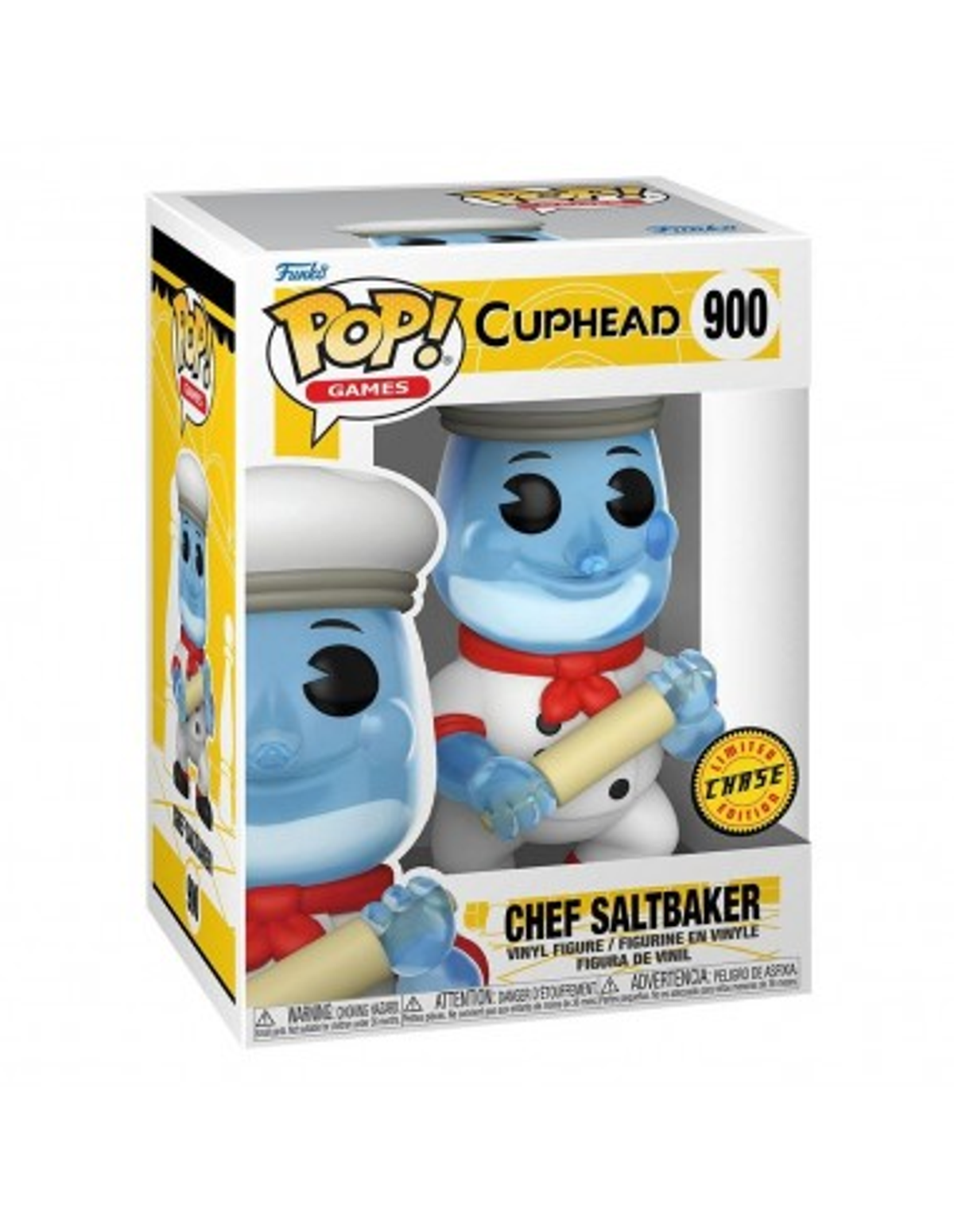 Figura Funko Pop! Chef Saltbaker en una caja. La figura es azul con gorro blanco y pajarita roja.