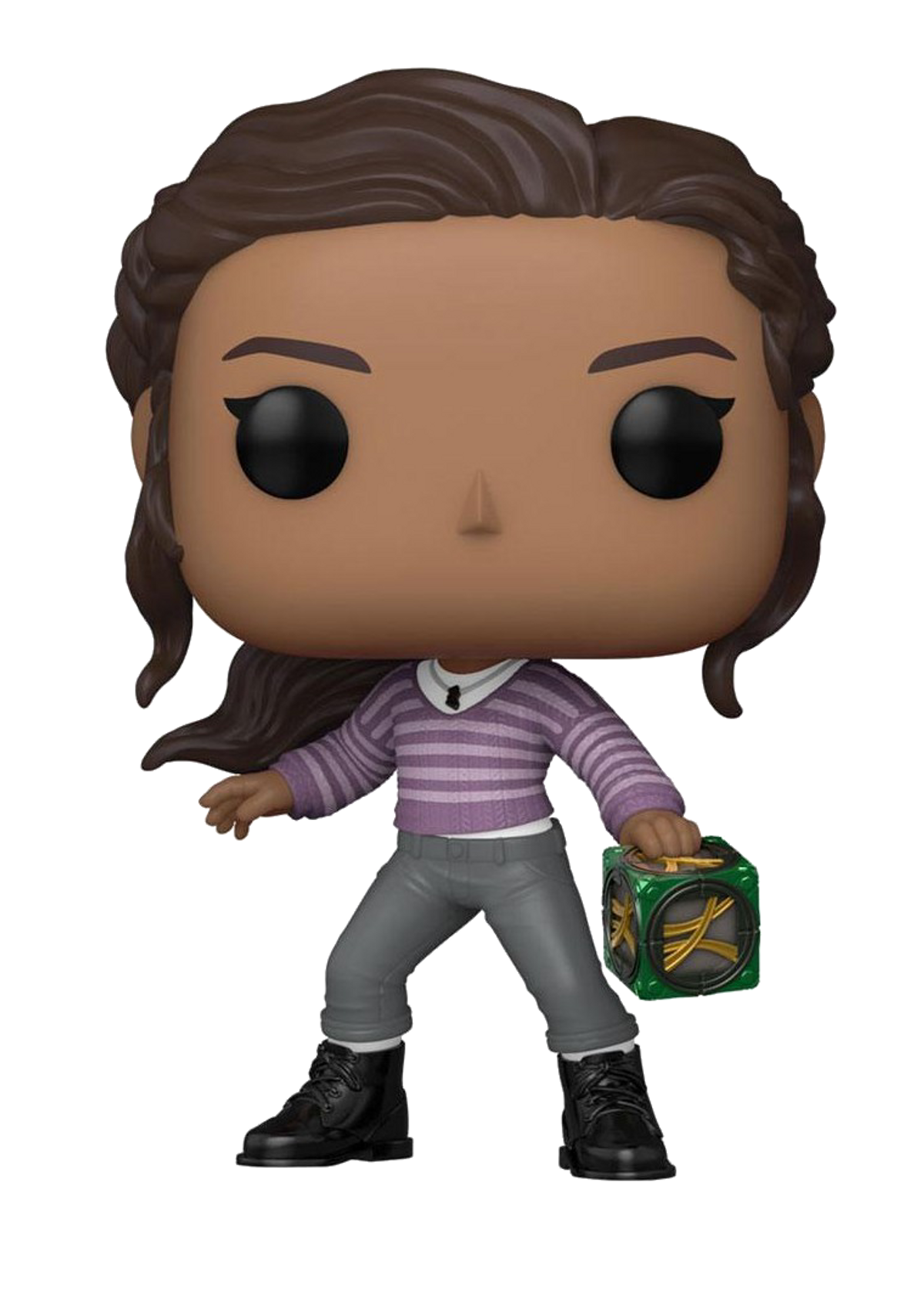 Figura Funko Pop de una niña con una caja.