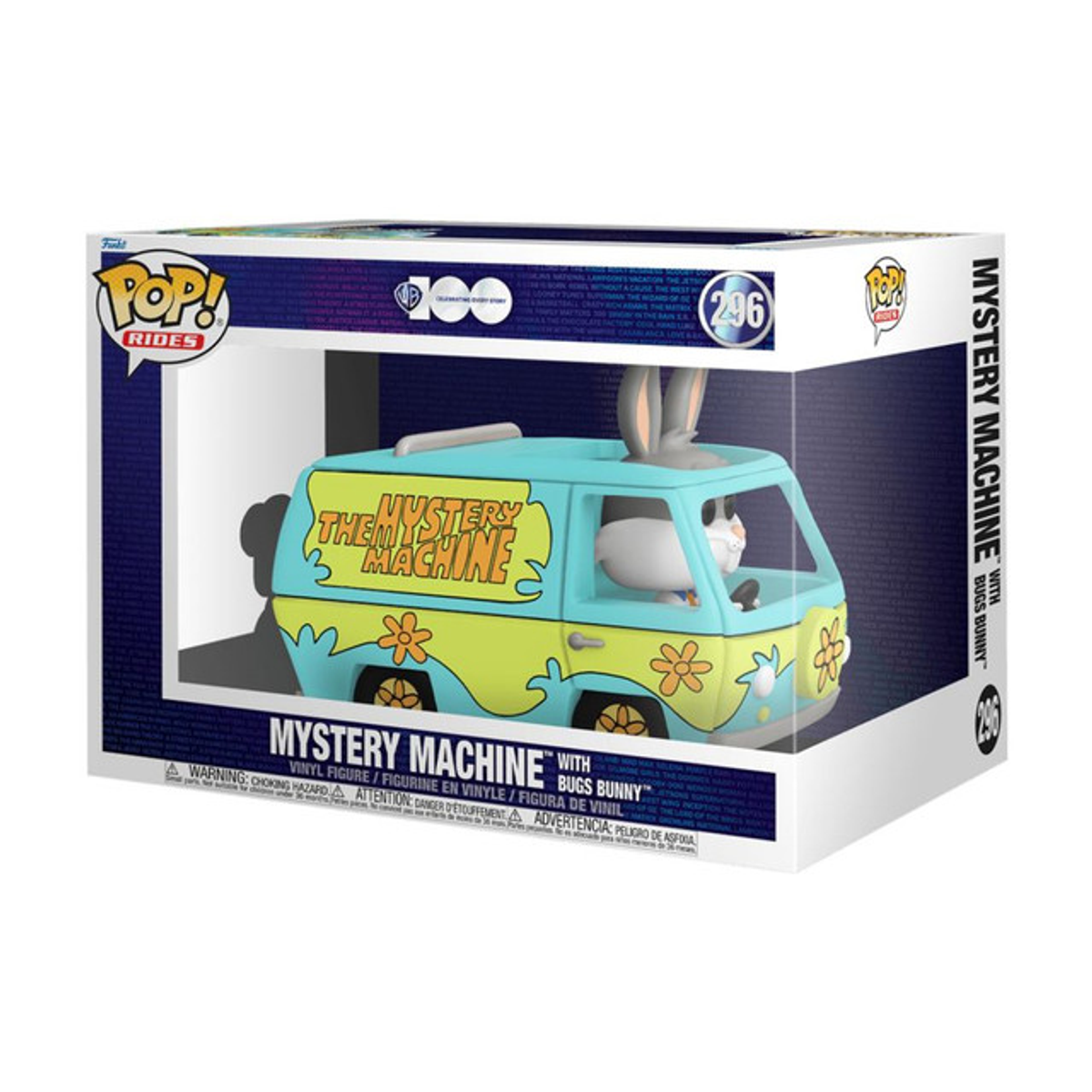 Un giocattolo Mystery Machine di Bugs Bunny in una scatola.