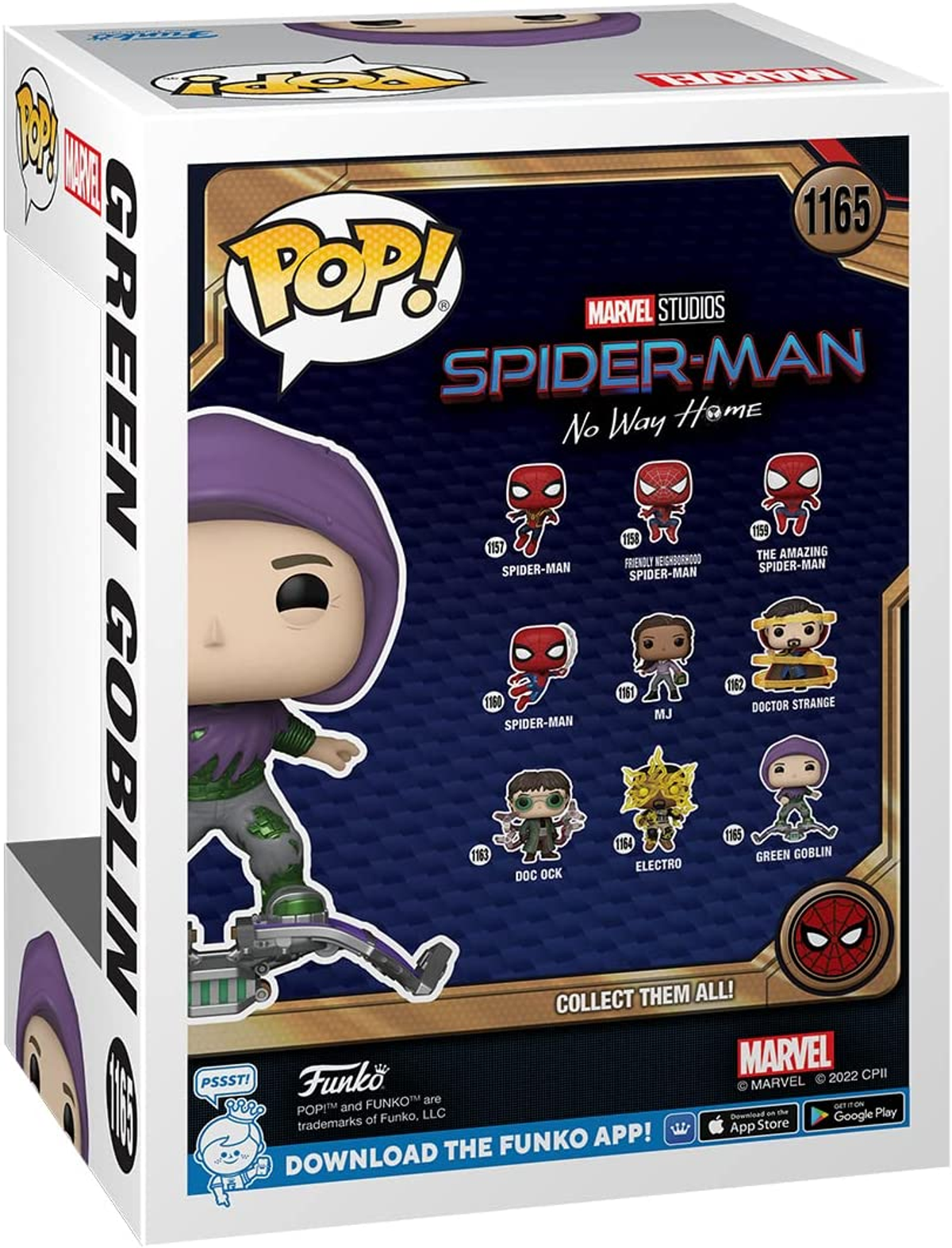 Una scatola Funko Pop per Spider-Man: No Way Home, con Goblin, con il logo Funko.