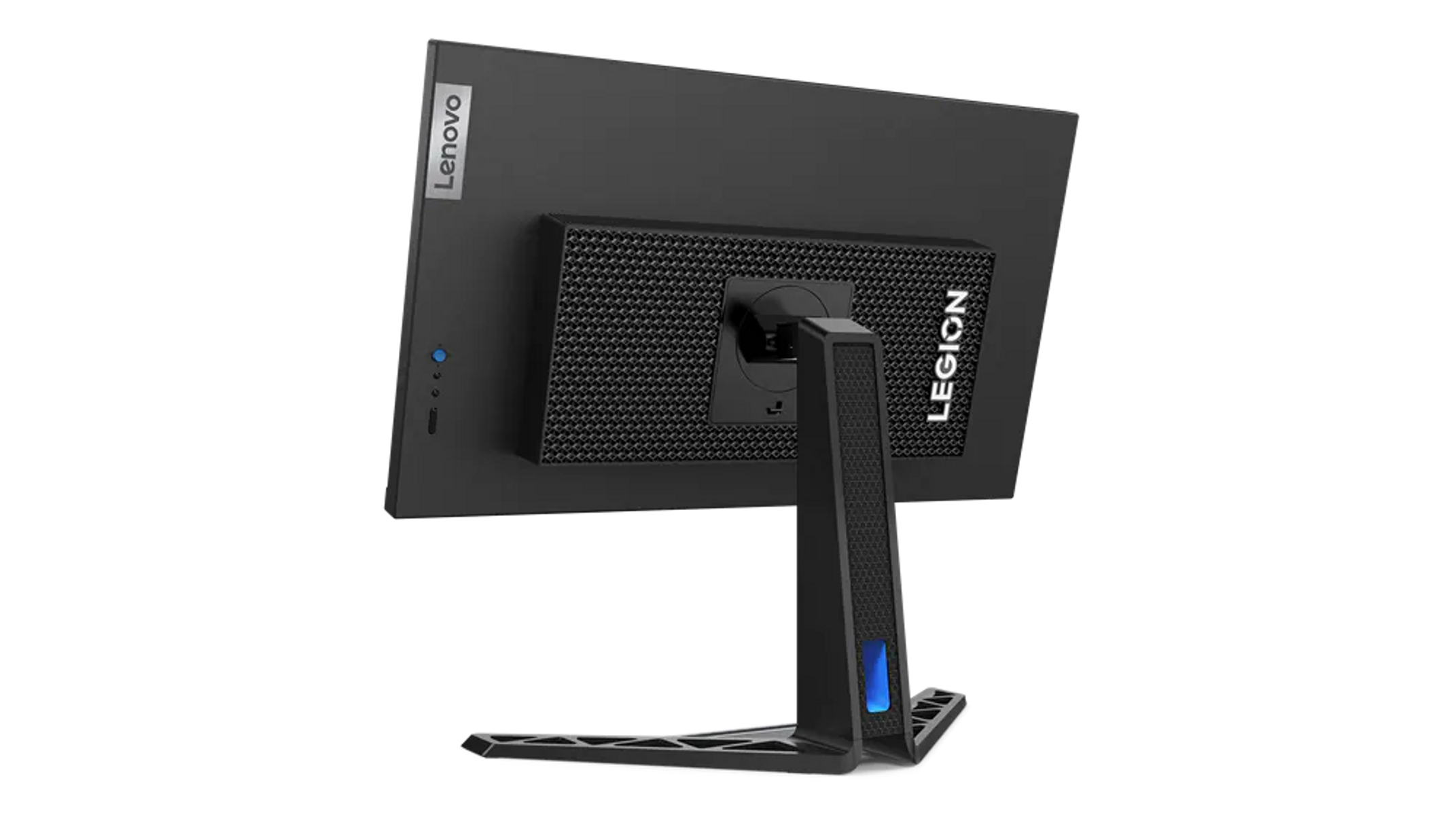 Tył monitora Lenovo Legion ze stojakiem i widocznymi portami.