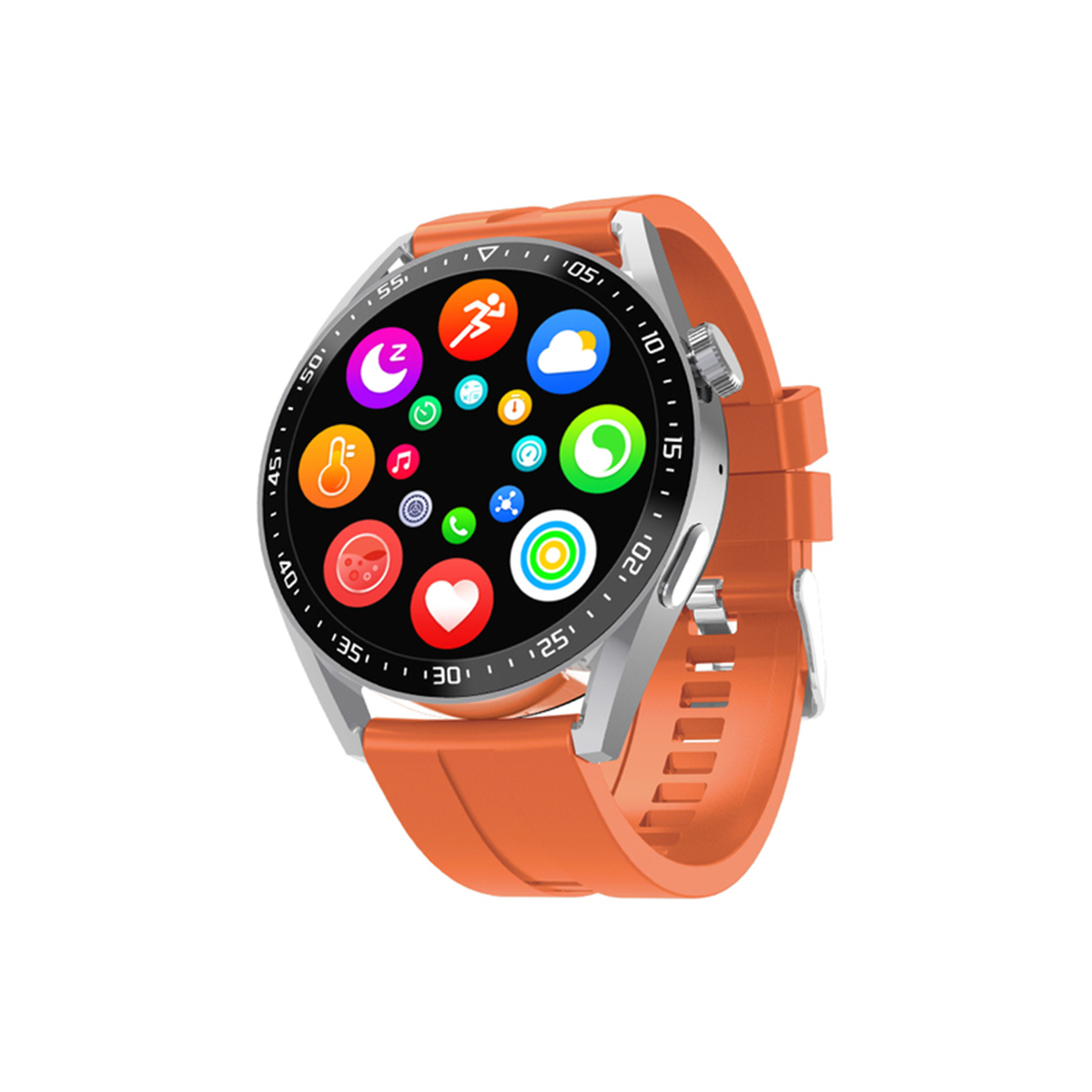 Smartwatch - KHW28O KLACK, NFC Bluetooth 5.1 Gran pantalla IPS Redonda Naranja